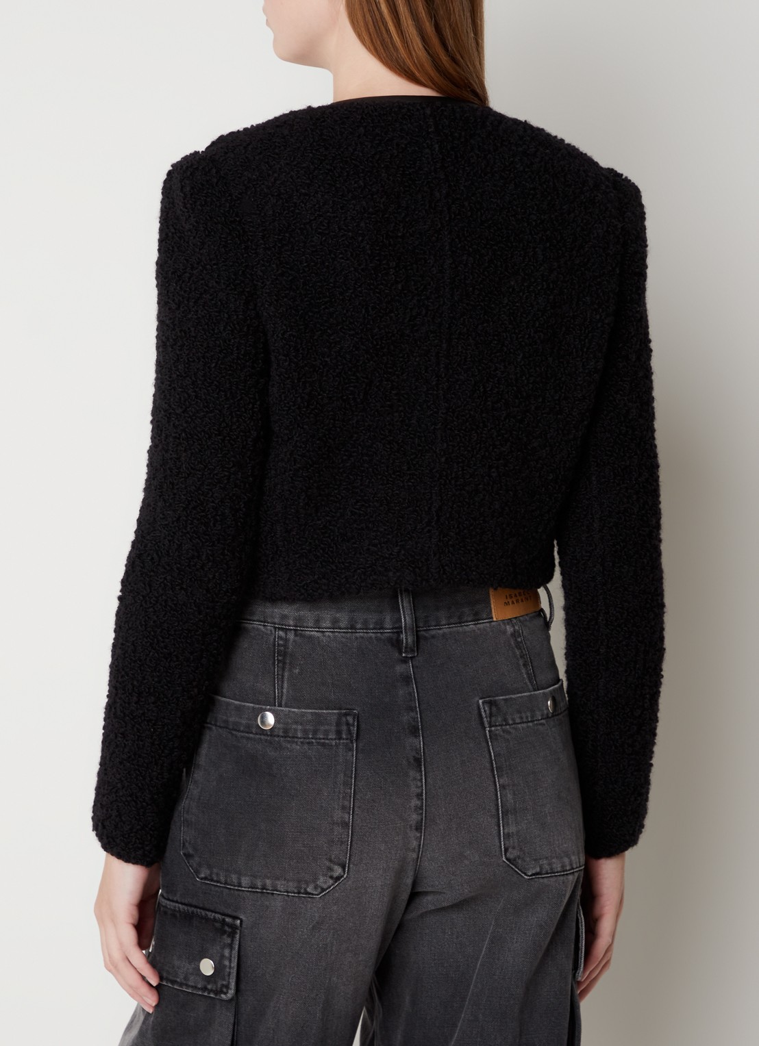 Isabel Marant Gradila jas van wol met imitatieleren details - achterkant 3 zwart
