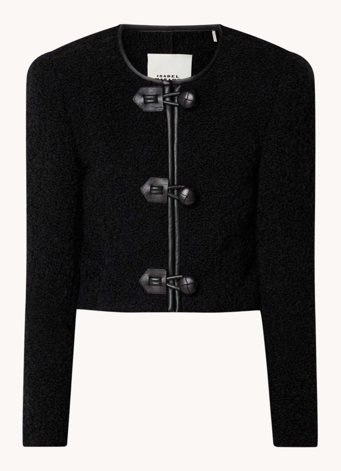 Isabel Marant Gradila jas van wol met imitatieleren details - voorkant 4 zwart