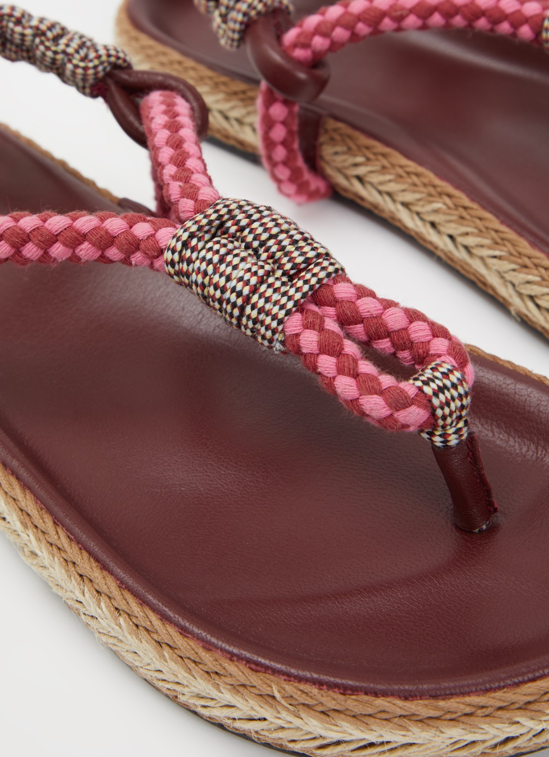 Isabel Marant Gypso sandaal van leer met ruitdessin - detail 4 bordeauxrood