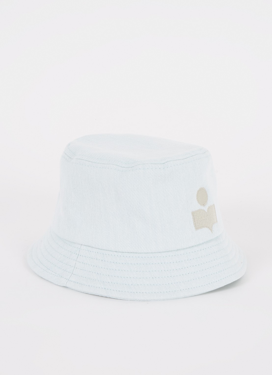 Isabel Marant Haley bucket hoed met logo - voorkant 2 lichtblauw