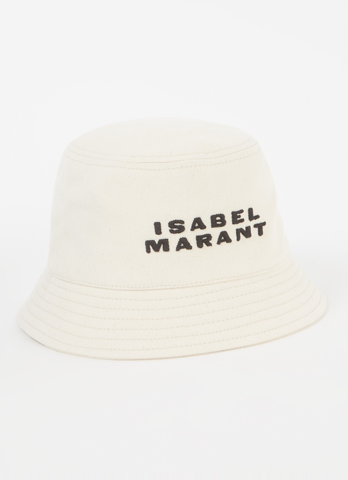 Isabel Marant Haley bucket hoed met logoborduring - voorkant creme