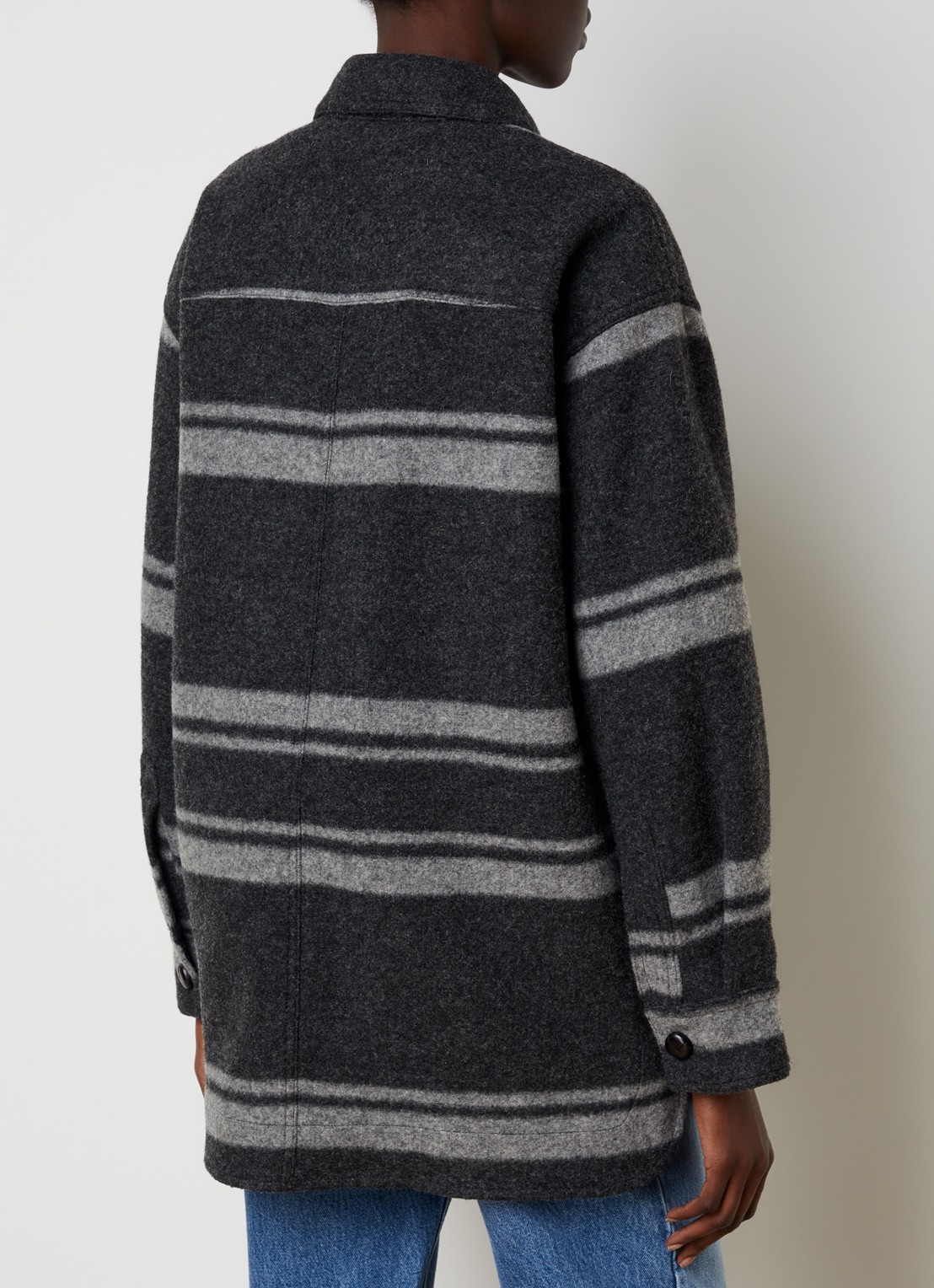Isabel Marant Harveli jack in wolblend met steekzakken - achterkant antraciet