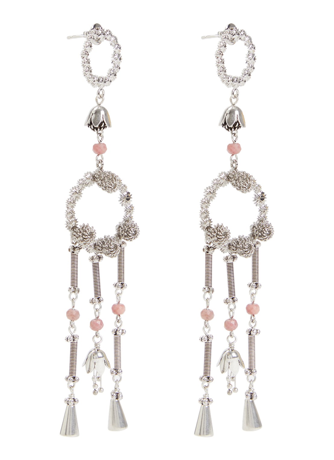 Isabel Marant Ho'Flower oorringen met hanger - voorkant zilver