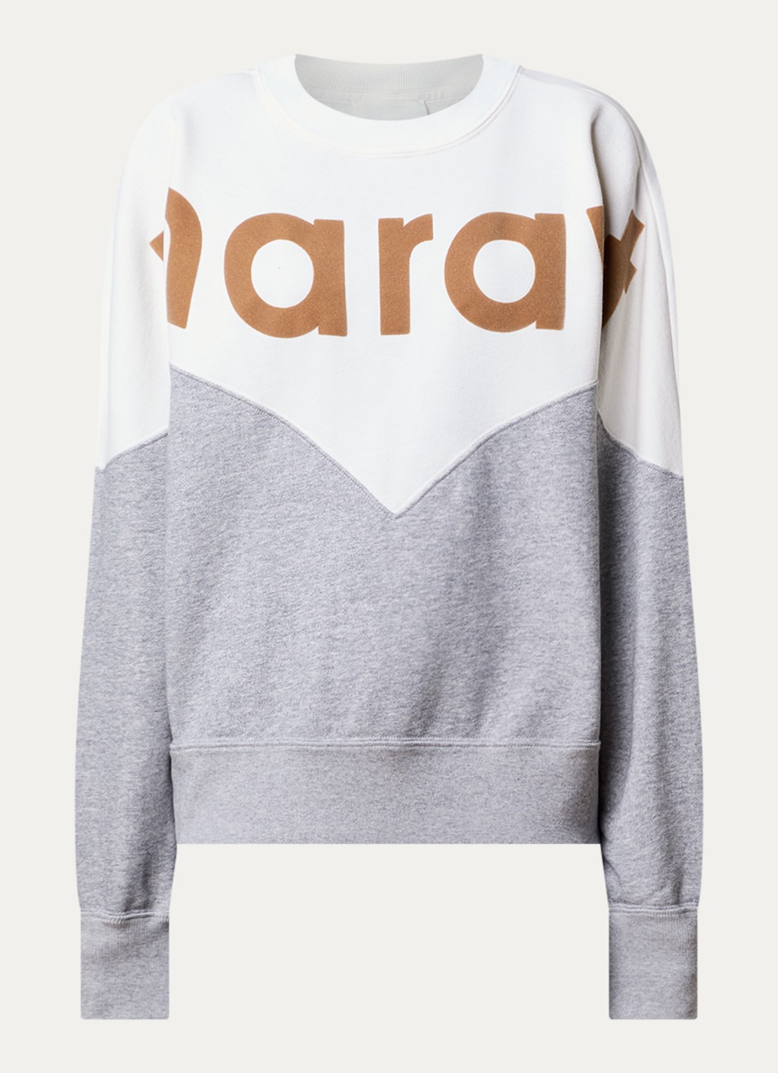 Isabel Marant Houston sweater met logo en gemêleerd dessin - voorkant gebroken wit
