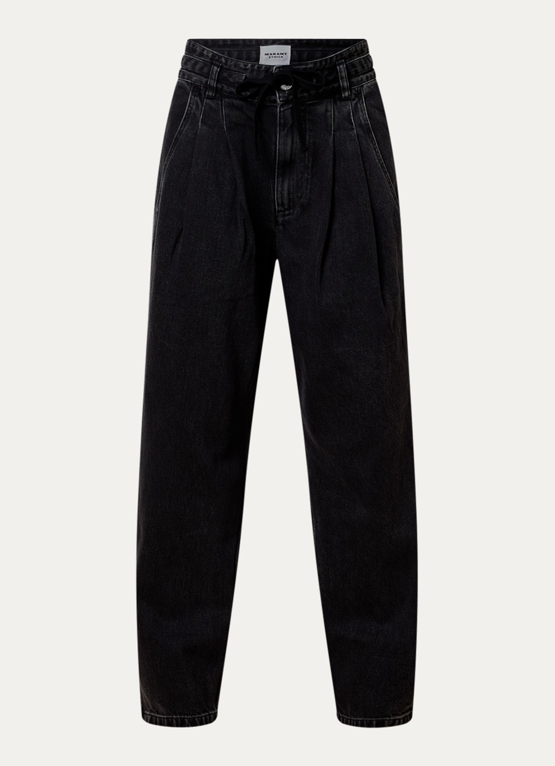 Isabel Marant Ilsa high waist tapered jeans met koord - voorkant zwart