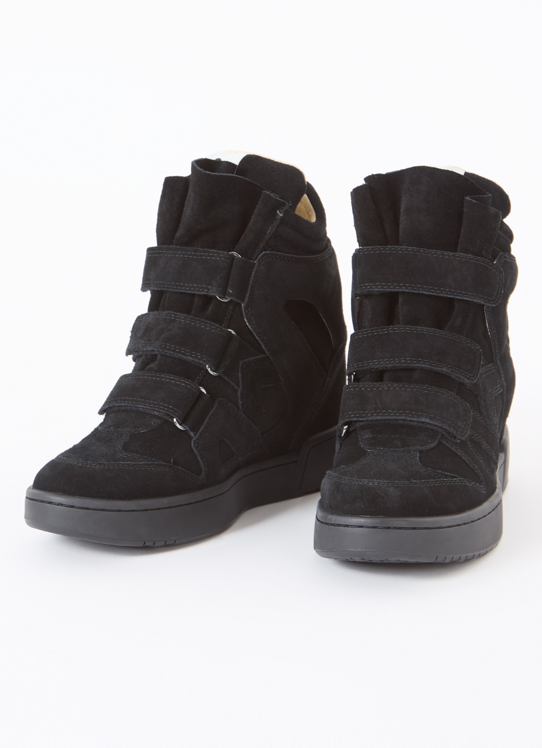 Isabel Marant IM3 sneakerwedge van suède - detail 4 zwart