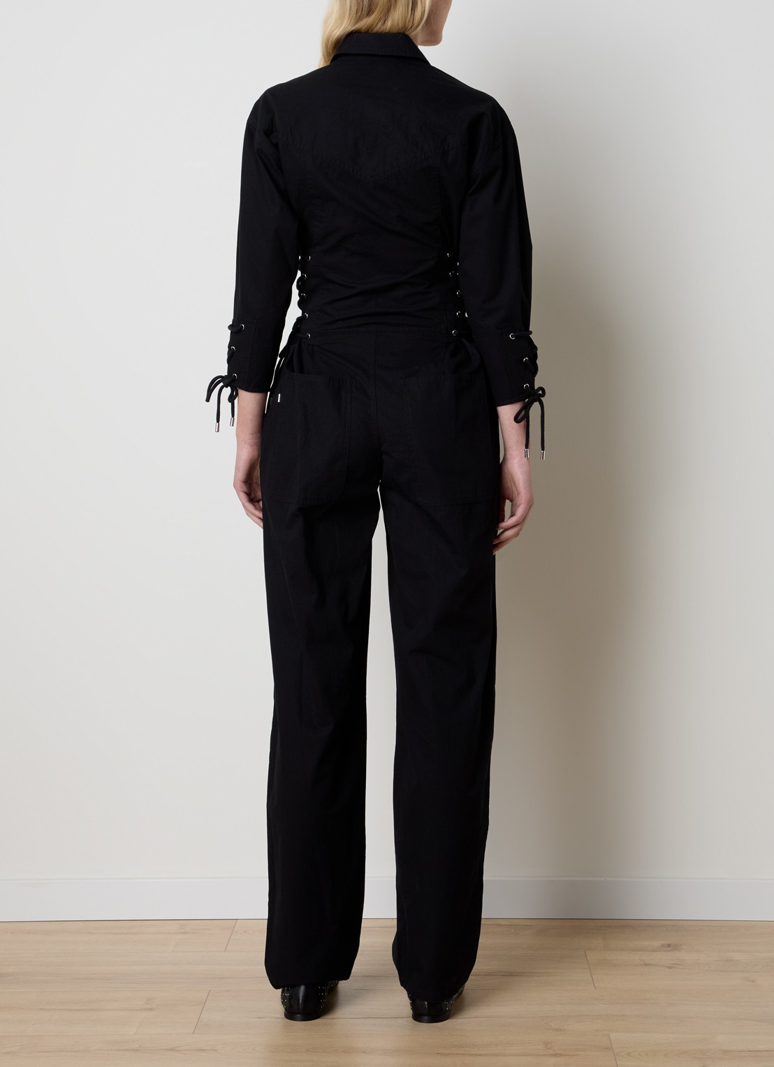 Isabel Marant Irianna loose fit jumpsuit met gestrikt detail - achterkant 5 zwart