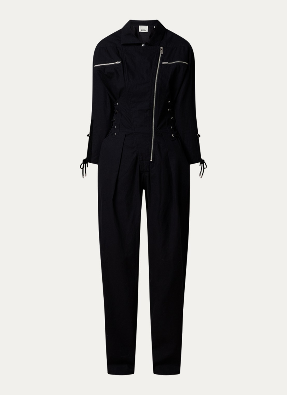 Isabel Marant Irianna loose fit jumpsuit met gestrikt detail - voorkant zwart