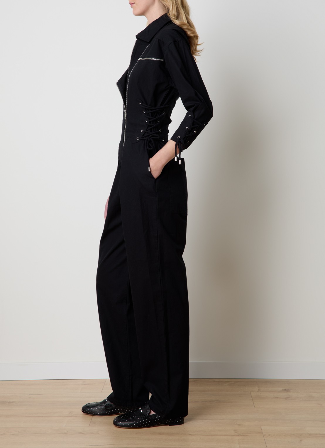 Isabel Marant Irianna loose fit jumpsuit met gestrikt detail - voorkant 2 zwart