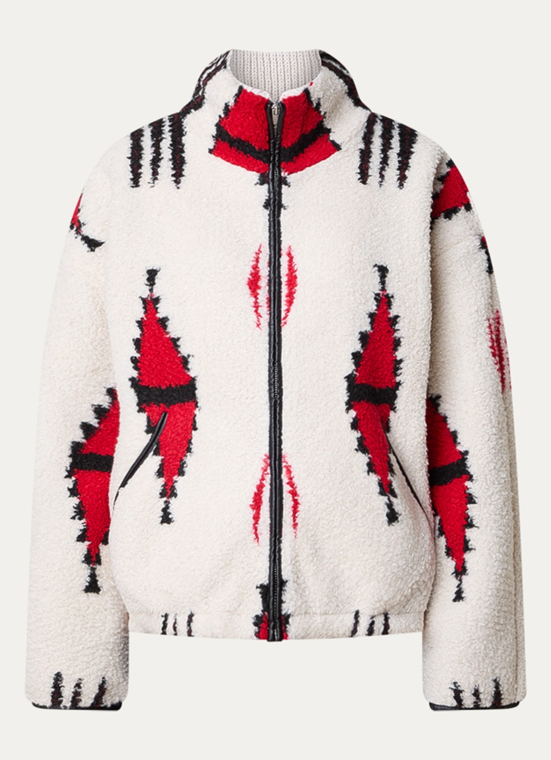 Isabel Marant Ivana vest van teddy met ingebreid patroon - voorkant 5 gebroken wit