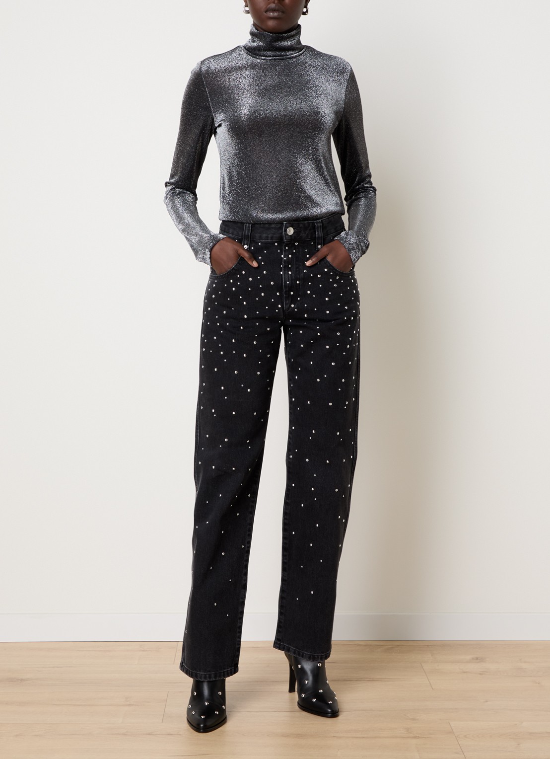 Isabel Marant Jadia semi-transparante top met lurex - voorkant 5 antraciet