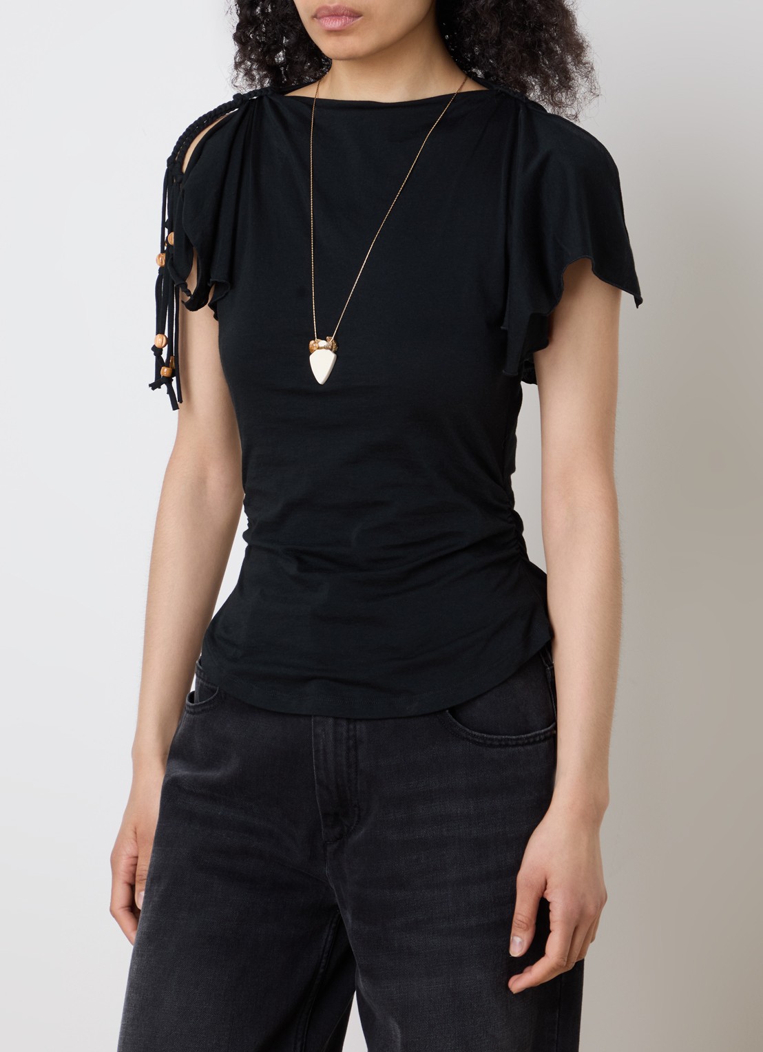 Isabel Marant Jazia top met gedrapeerd detail - detail 2 zwart