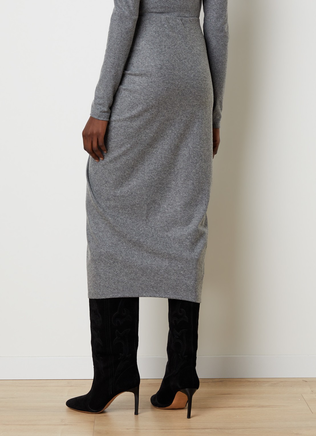 Isabel Marant Jeldia midi rok met stretch - achterkant 3 grijs