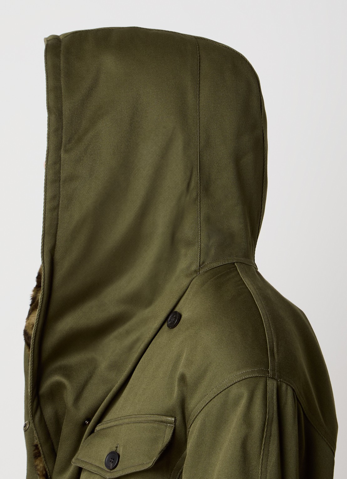 Isabel Marant Jerika jack met capuchon en ceintuur - detail 5 legergroen