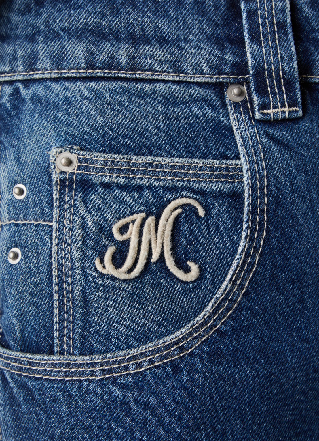Isabel Marant Jeyda mid waist straight leg jeans met donkere wassing - detail 6 blauw