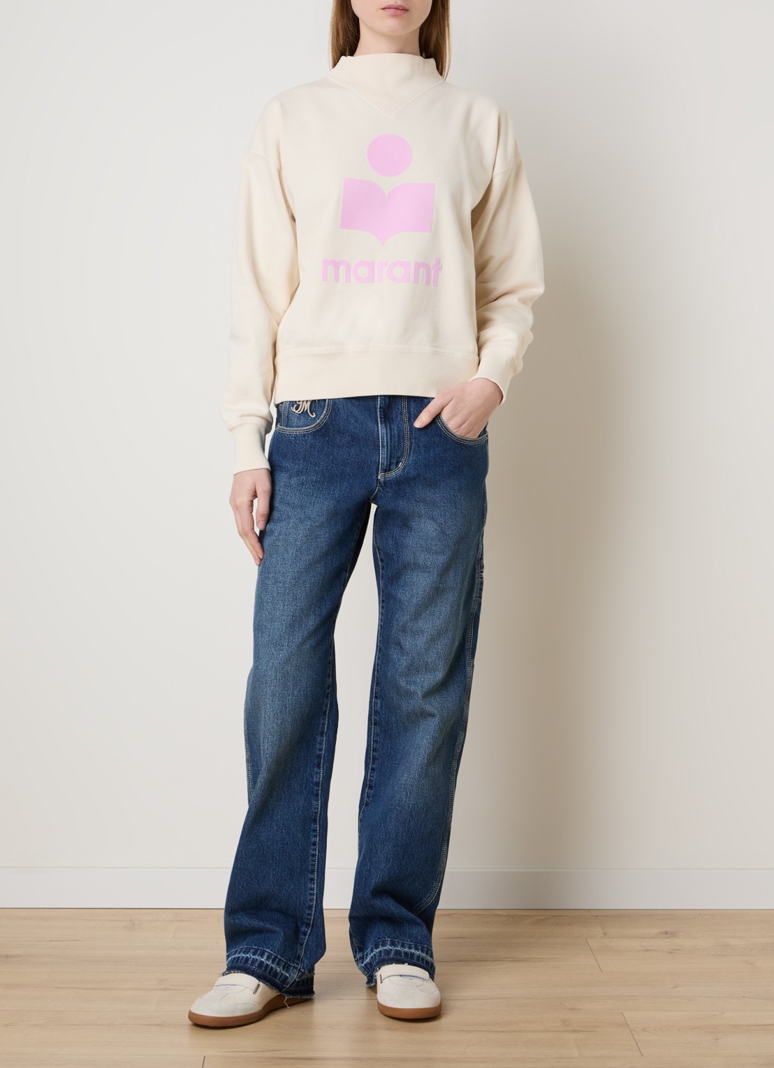 Isabel Marant Jeyda mid waist straight leg jeans met donkere wassing - voorkant 2 blauw