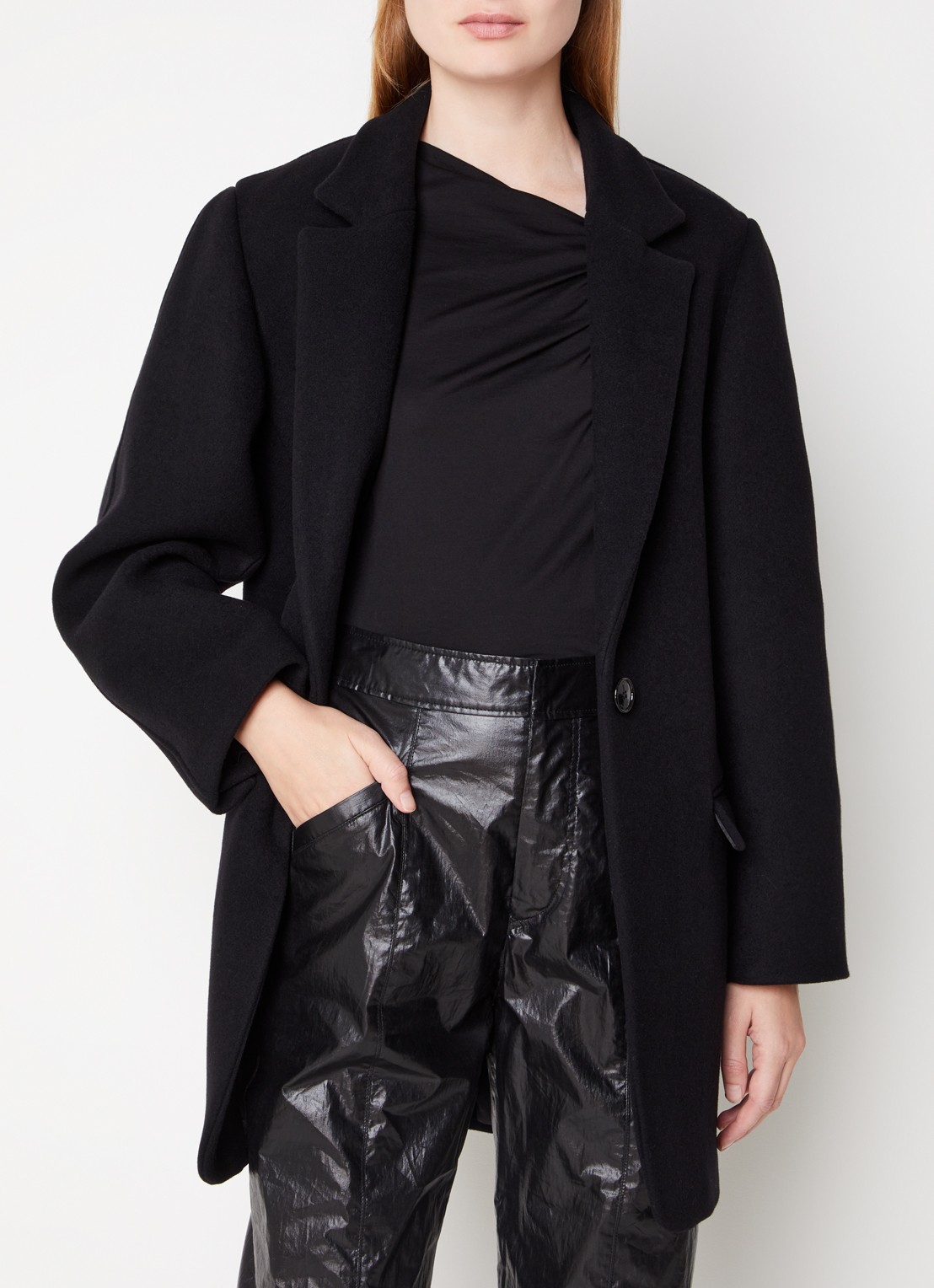 Isabel Marant Jilinka mantel in kasjmierblend met steekzakken  - detail 4 zwart