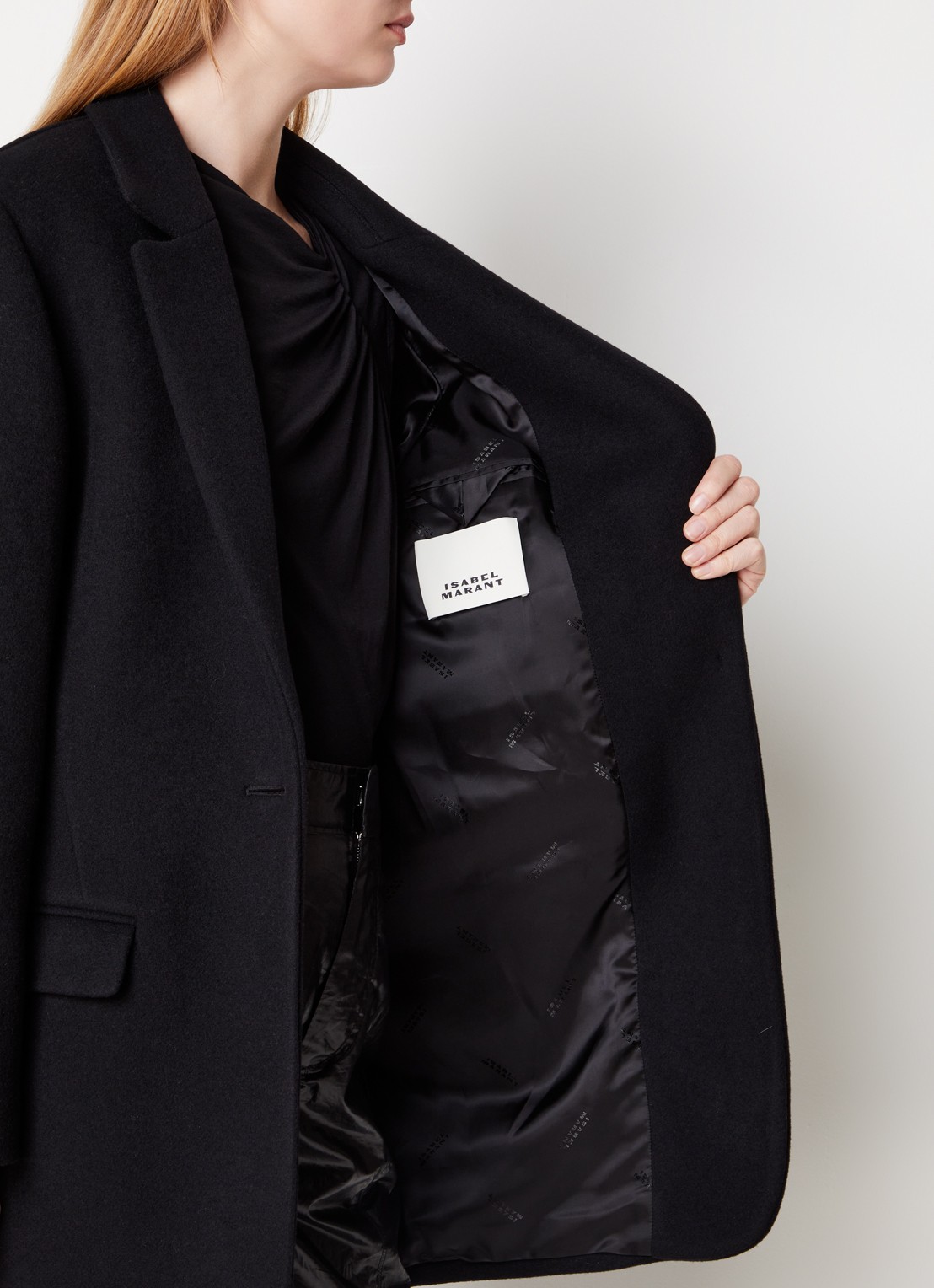 Isabel Marant Jilinka mantel in kasjmierblend met steekzakken  - detail 5 zwart