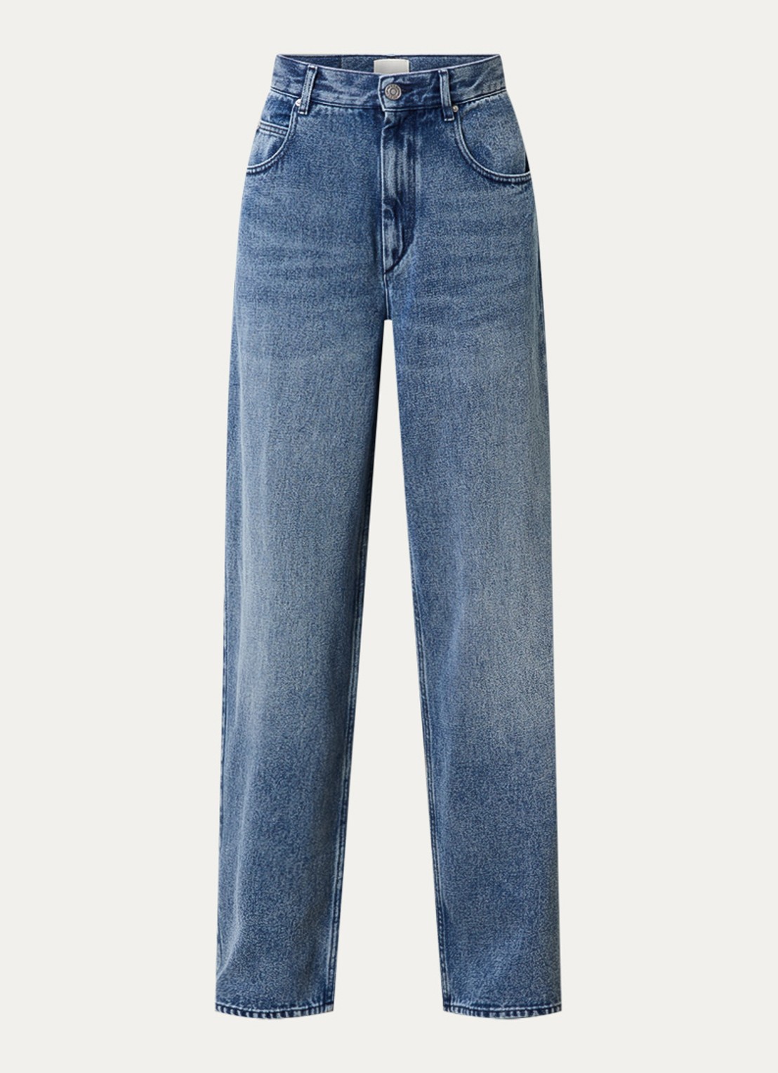 Isabel Marant Joanny high waist wide leg jeans  met medium wassing - voorkant 2 indigo