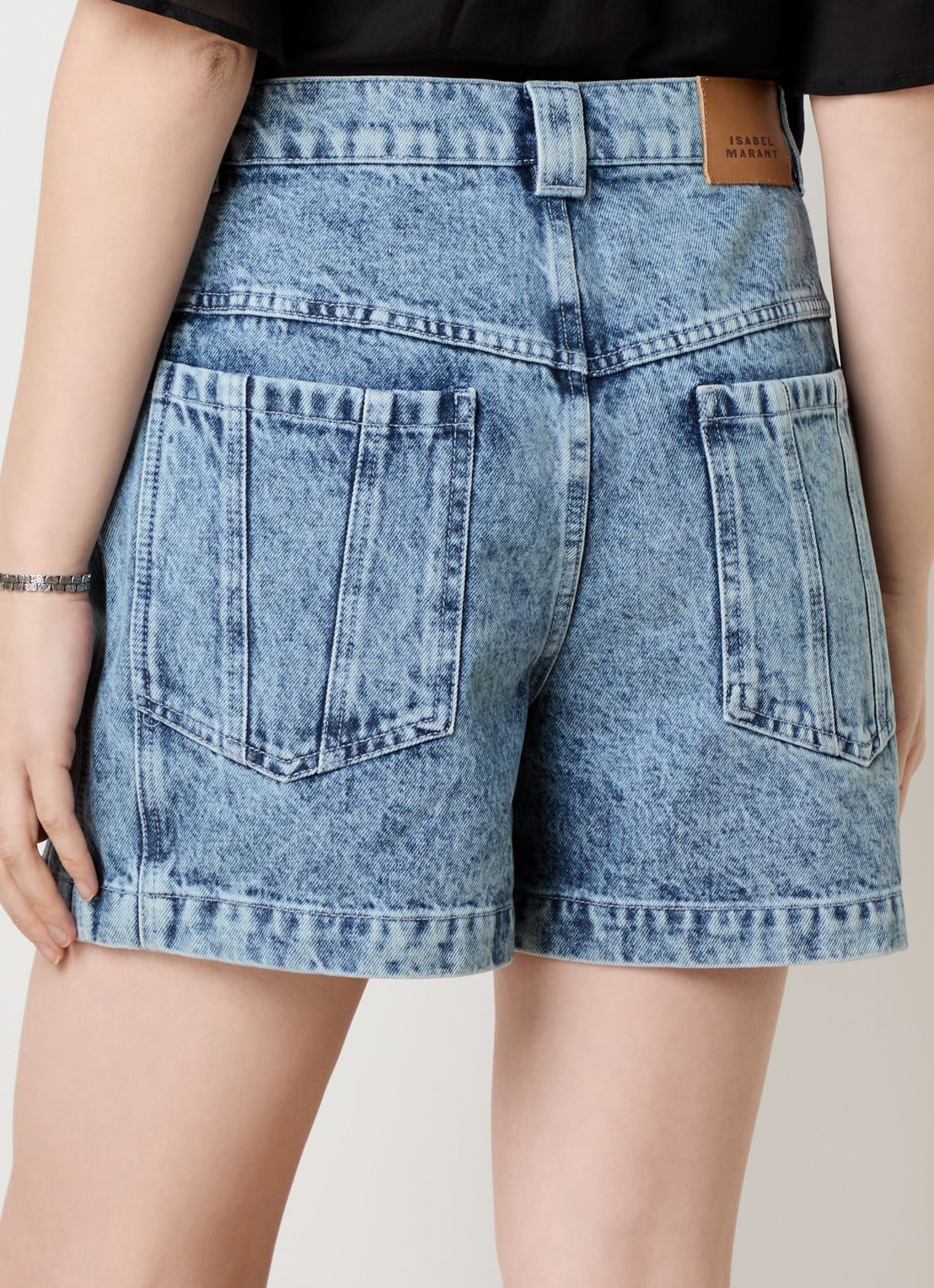 Isabel Marant Joely high waist straight fit korte broek met steekzakken - achterkant indigo