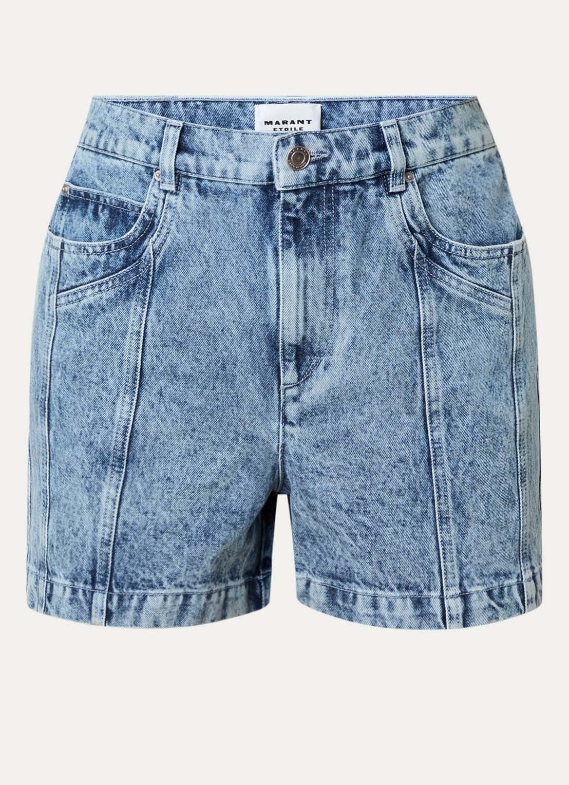 Isabel Marant Joely high waist straight fit korte broek met steekzakken - voorkant 2 indigo