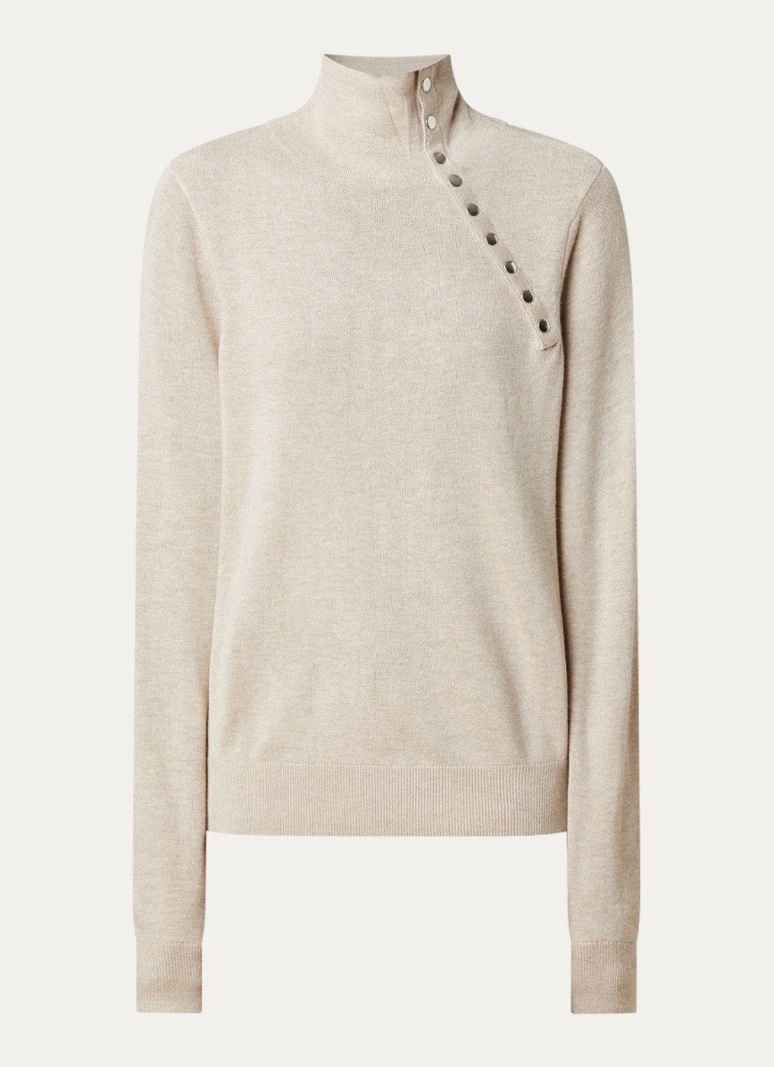 Isabel Marant Jovienne fijngebreide trui in wolblend met opstaande kraag - voorkant 4 beige