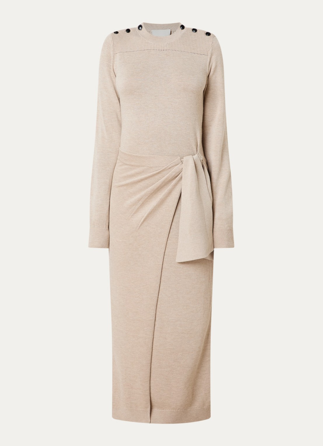 Isabel Marant Jozira fijngebreide maxi jurk in wolblend - voorkant beige