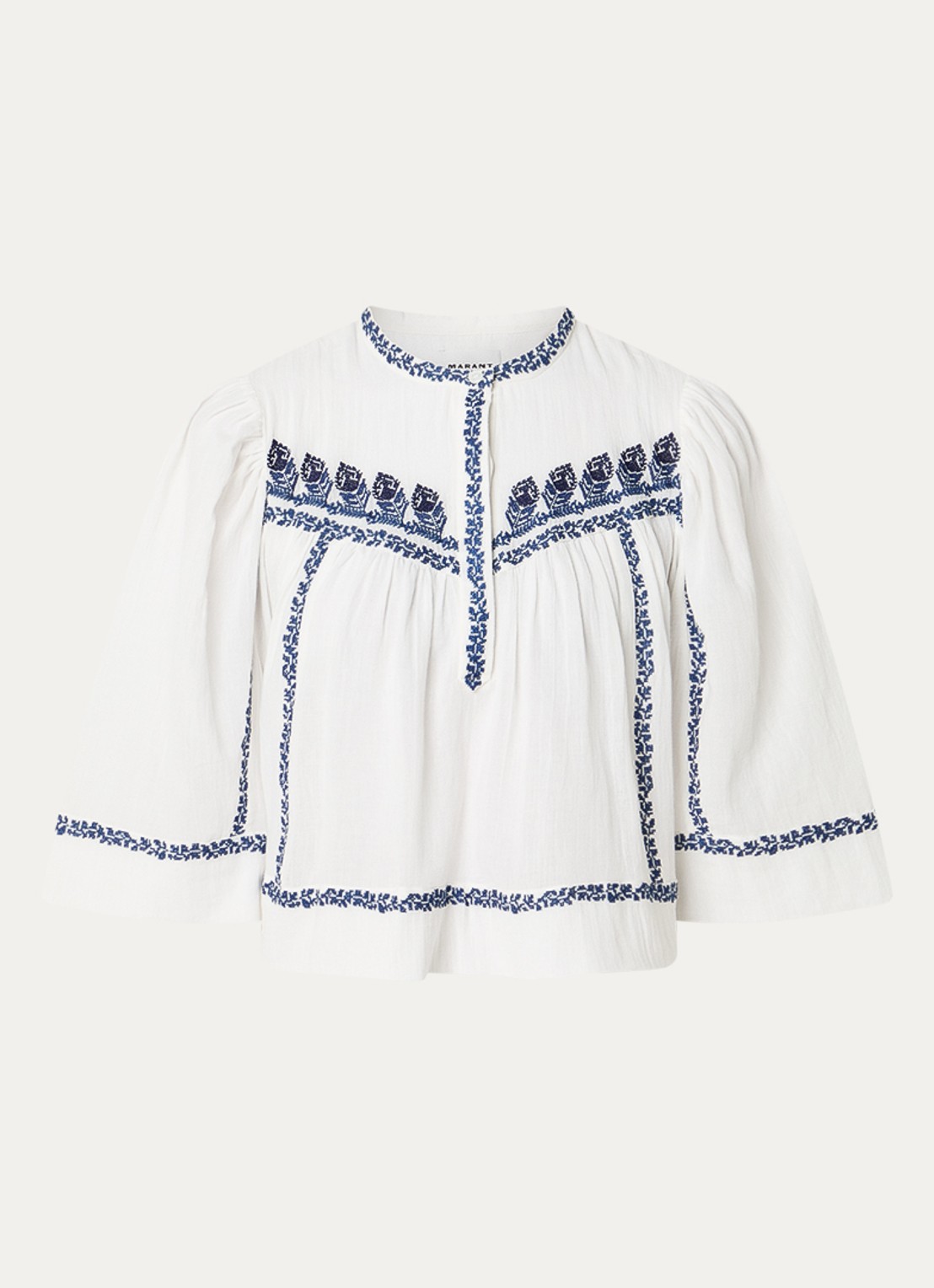 Isabel Marant Juline tuniek met bloemborduring - voorkant 2 gebroken wit