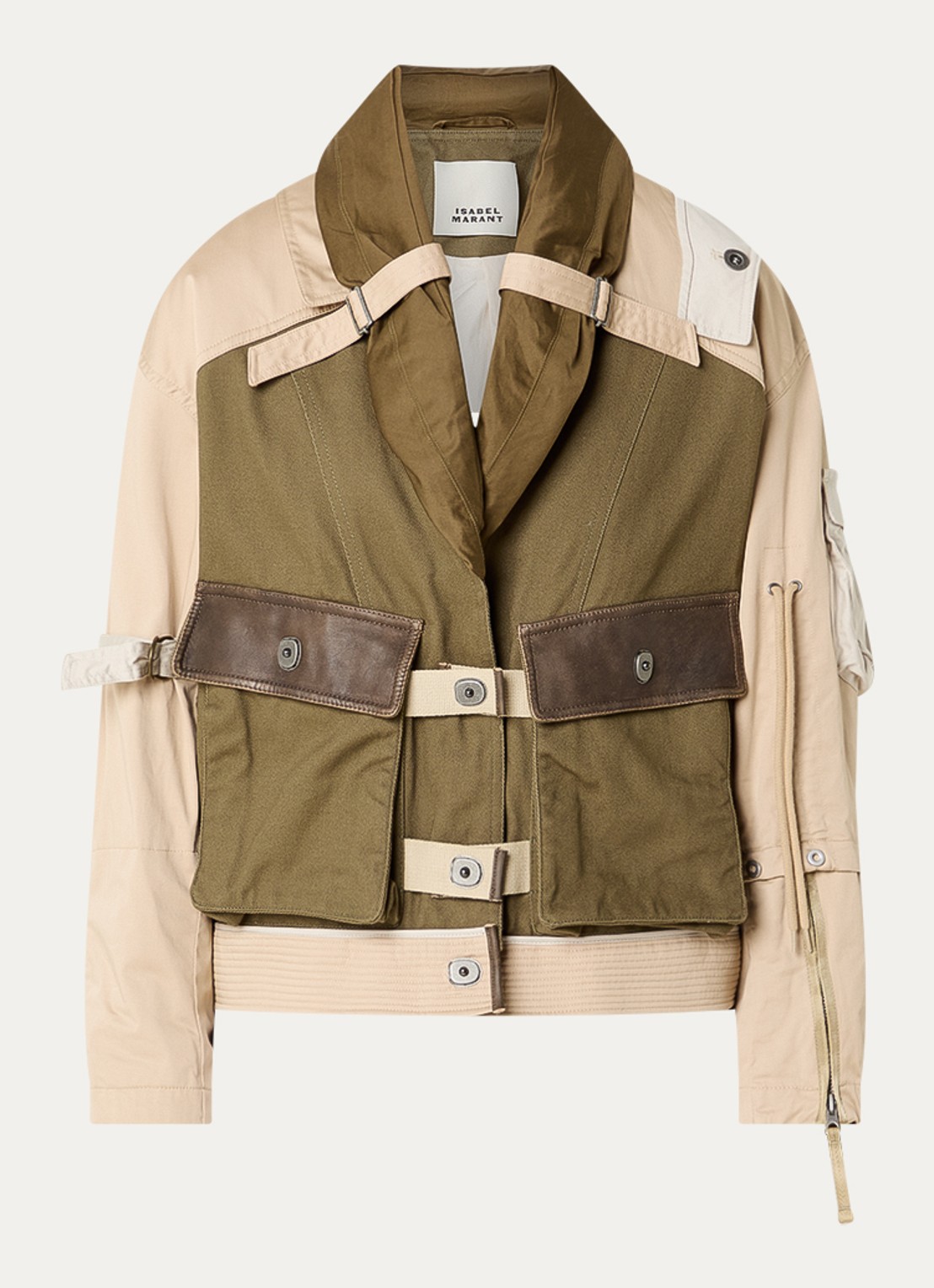 Isabel Marant Julissa jack met klepzakken - voorkant 2 olijfgroen