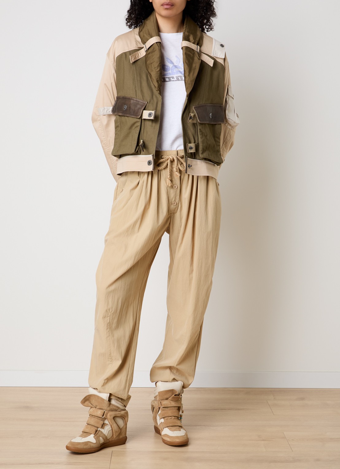 Isabel Marant Julissa jack met klepzakken - voorkant 3 olijfgroen