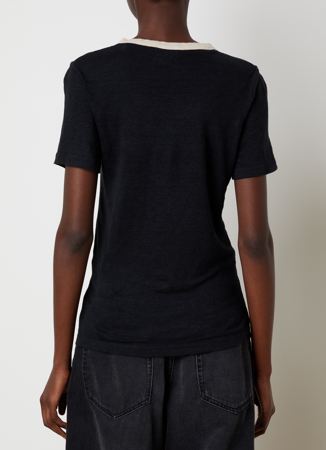 Isabel Marant Kiliann T-shirt van linnen met logoprint - achterkant zwart