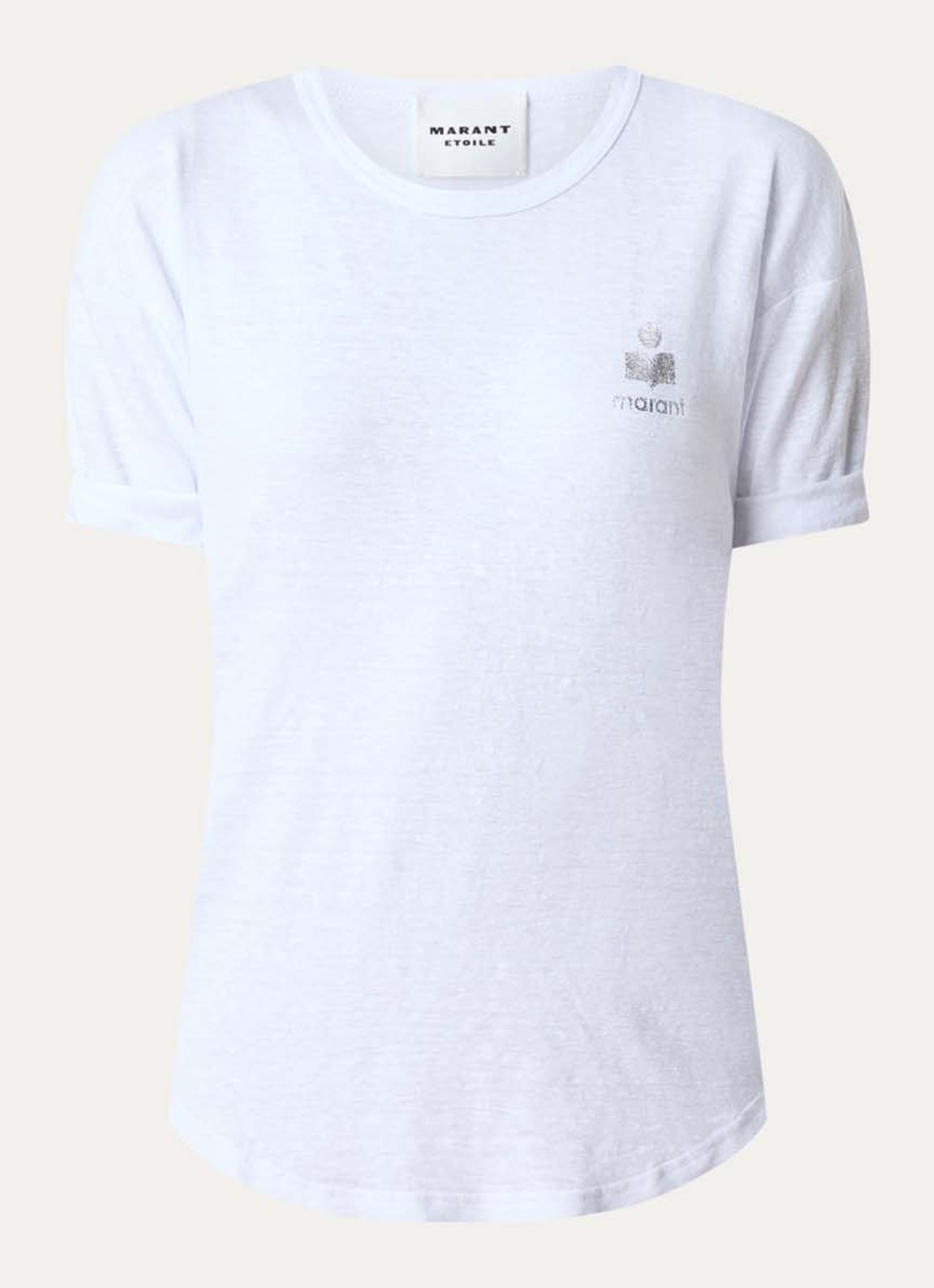 Isabel Marant Kolida T-shirt van linnen met logo - voorkant 3 wit