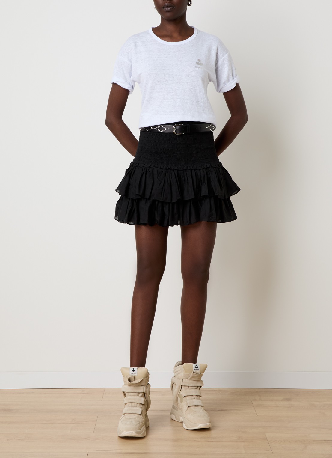 Isabel Marant Kolida T-shirt van linnen met logo - voorkant 4 wit