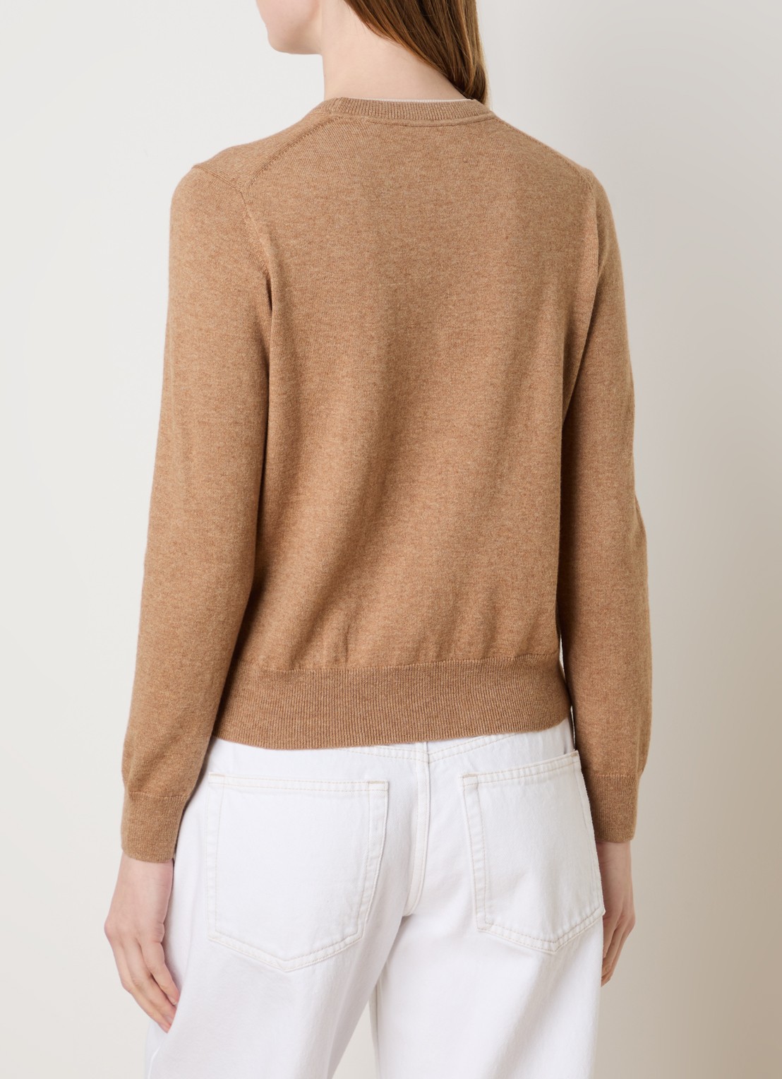 Isabel Marant Lanta fijngebreide trui in wolblend met ingebreide logo - achterkant camel