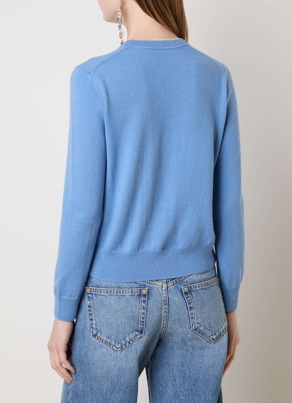 Isabel Marant Lanta fijngebreide trui in wolblend met ingebreide logo - achterkant blauwgrijs