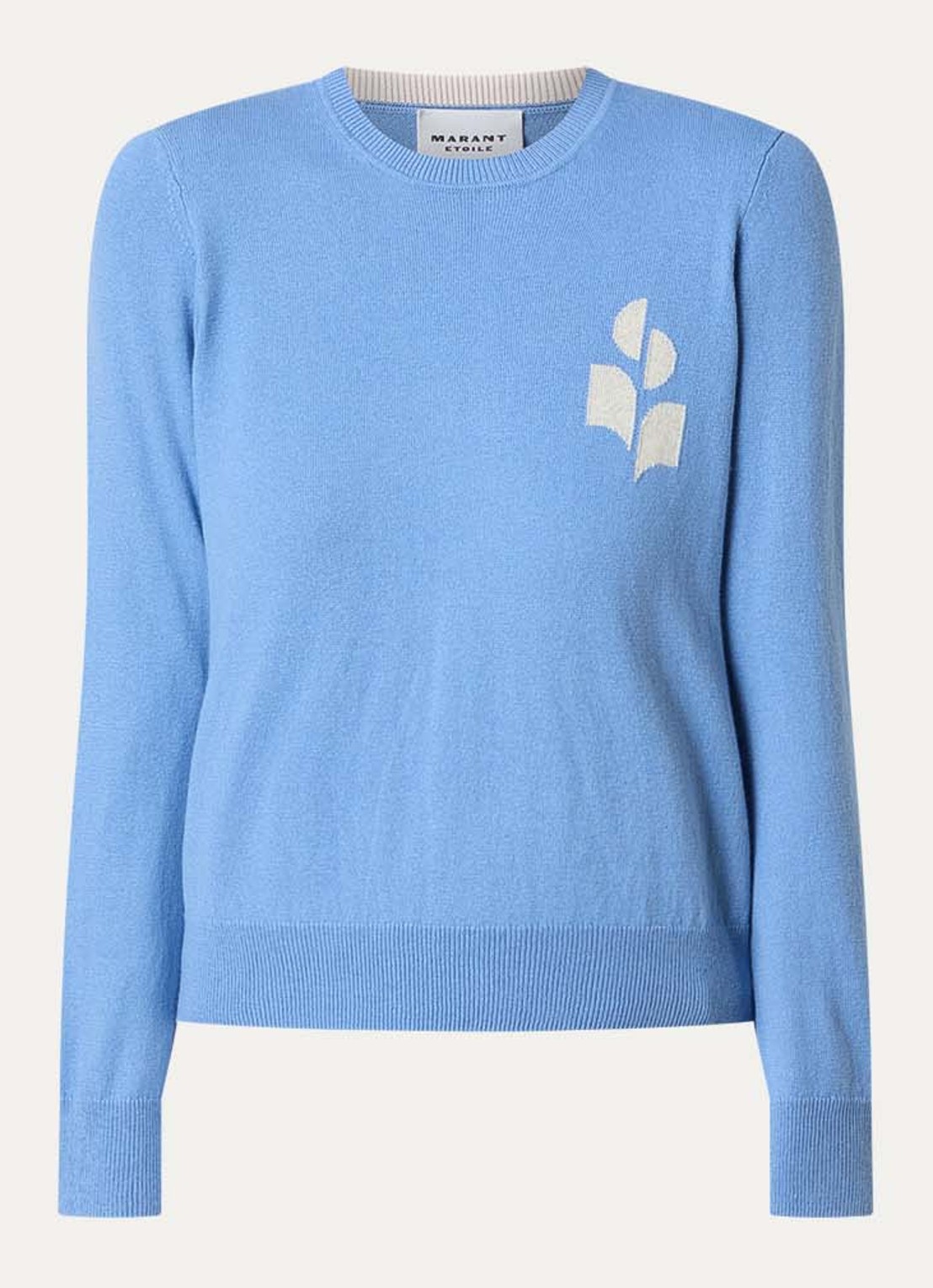Isabel Marant Lanta fijngebreide trui in wolblend met ingebreide logo - voorkant 4 blauwgrijs