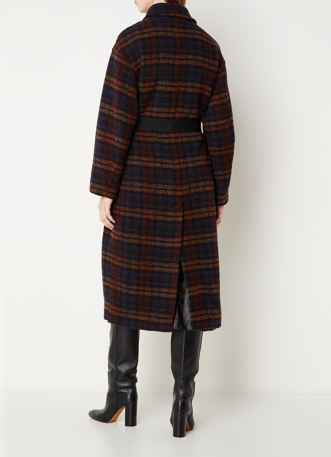 Isabel Marant Laurie mantel in wolblend met ceintuur en steekzakken - achterkant 5 multicolor