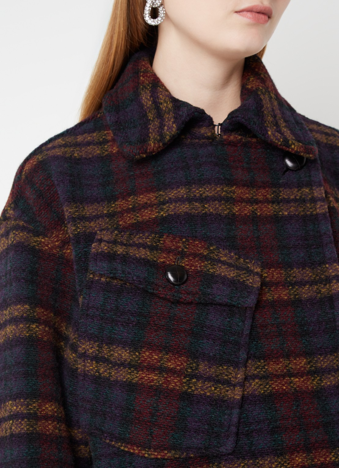 Isabel Marant Laurie mantel in wolblend met ceintuur en steekzakken - detail 4 multicolor