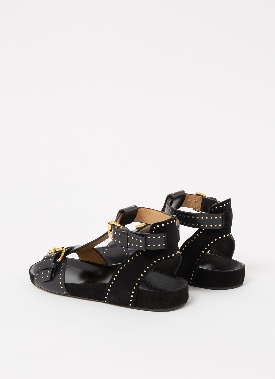 Isabel Marant Layne sandaal van leer en suède met studs - detail 2 zwart
