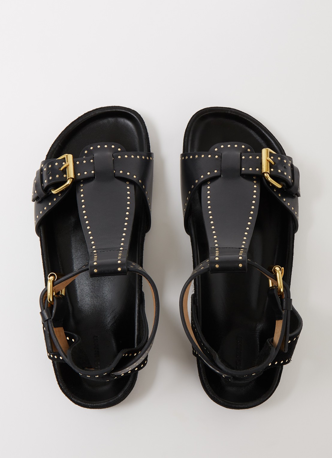Isabel Marant Layne sandaal van leer en suède met studs - detail 3 zwart