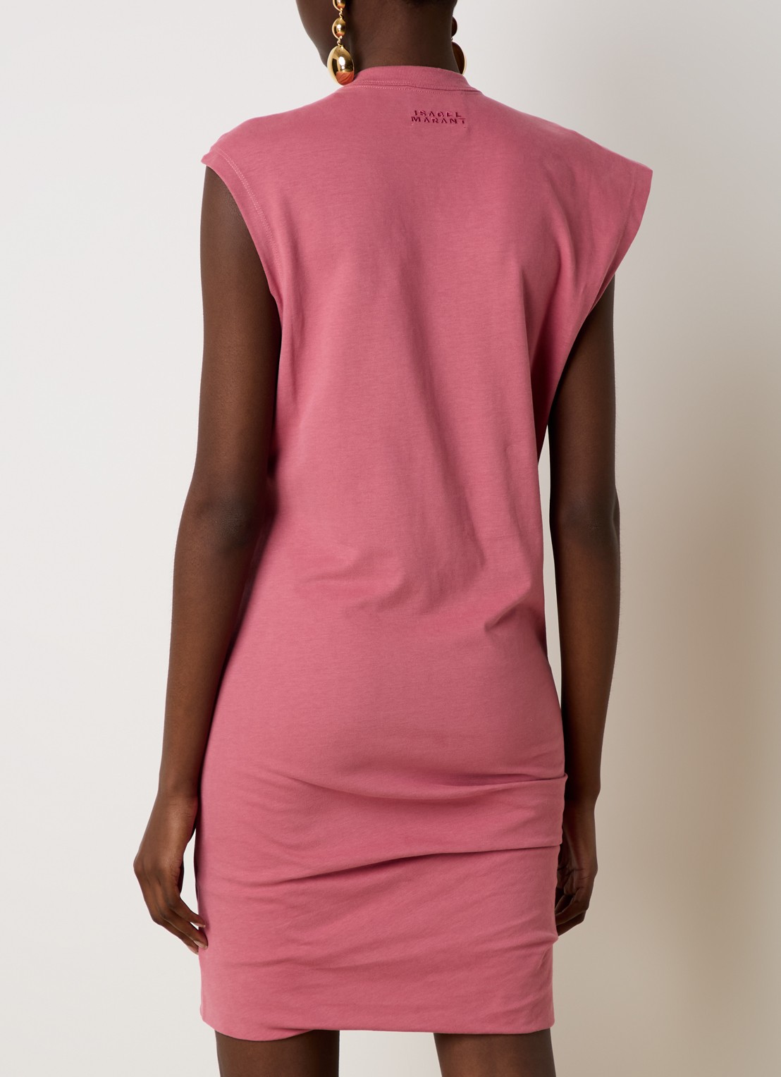 Isabel Marant Leany mini jurk met plooidetail - achterkant roze