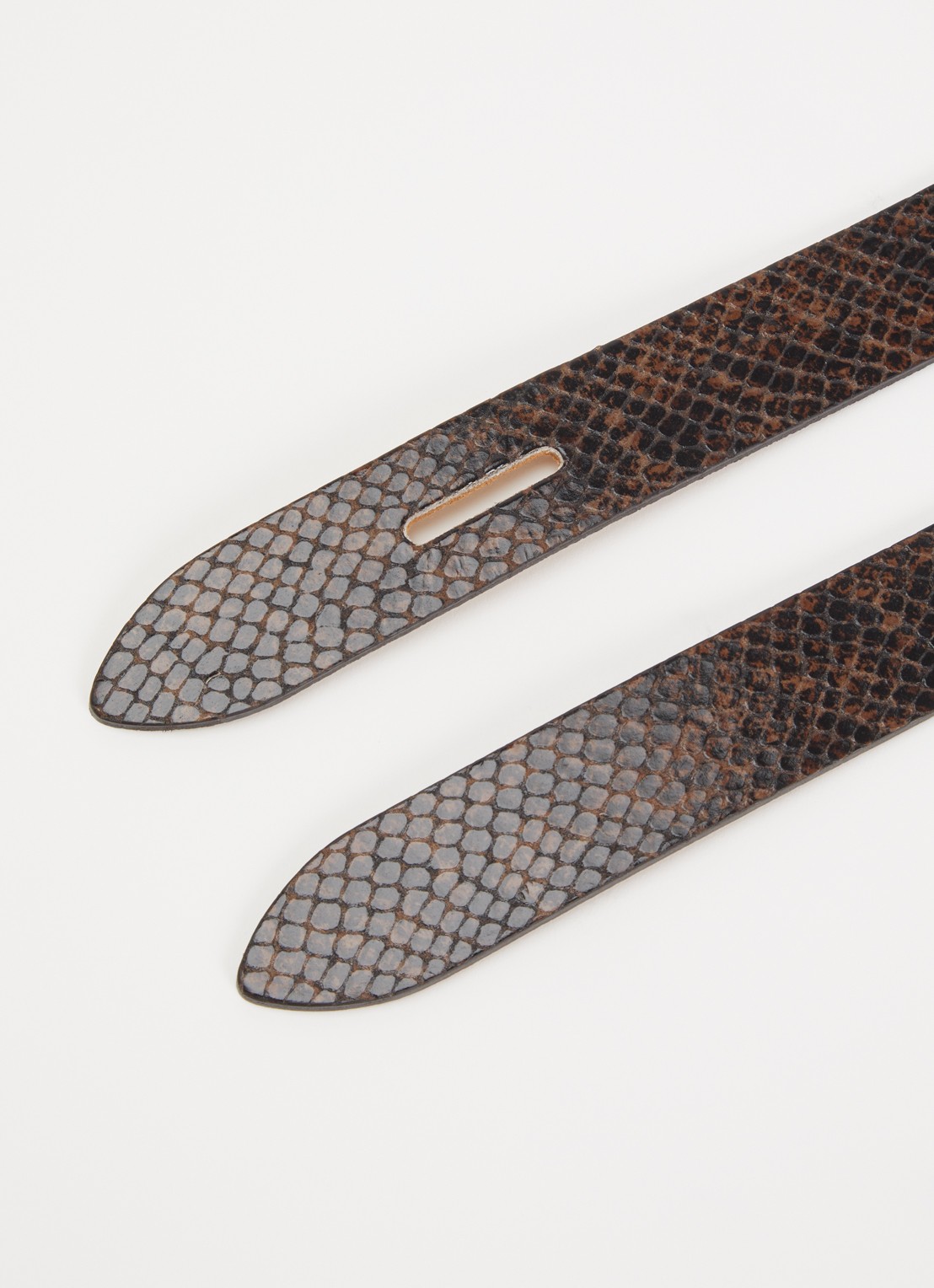 Isabel Marant Lecce riem van leer met slangenprint - detail donkerbruin