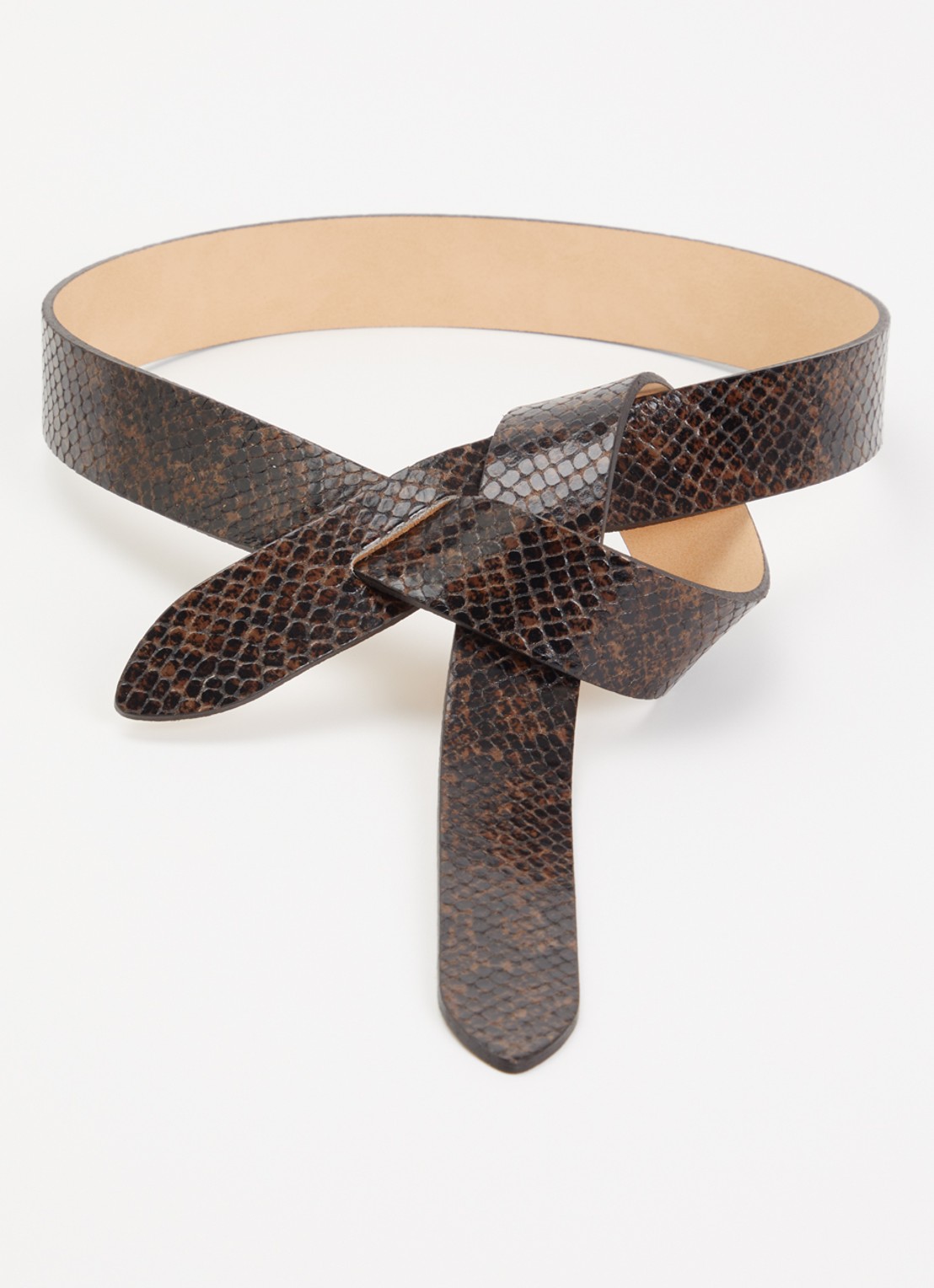 Isabel Marant Lecce riem van leer met slangenprint - voorkant 2 donkerbruin