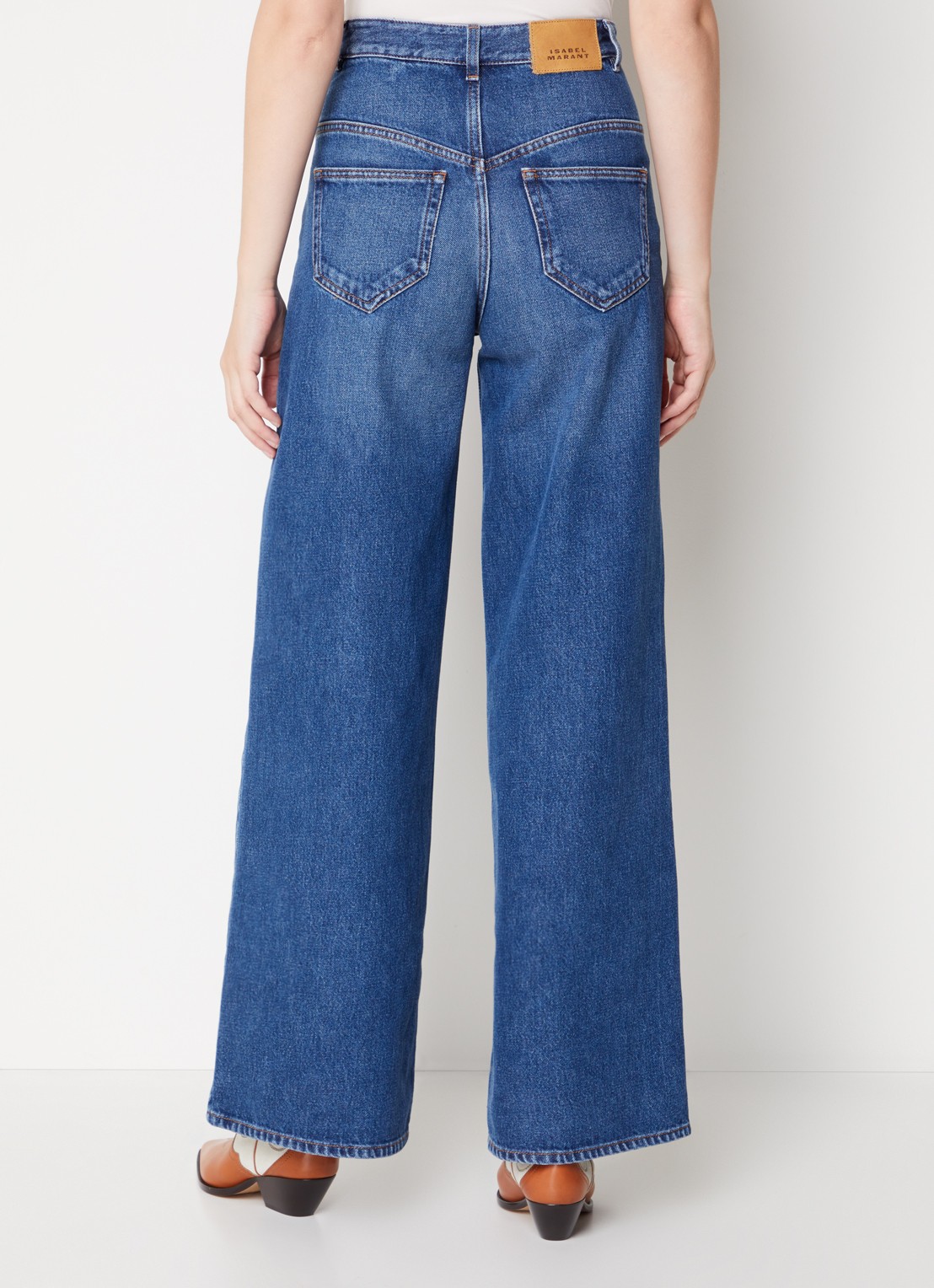 Isabel Marant Lemony high waist wide fit jeans met medium wassing - achterkant 3 indigo