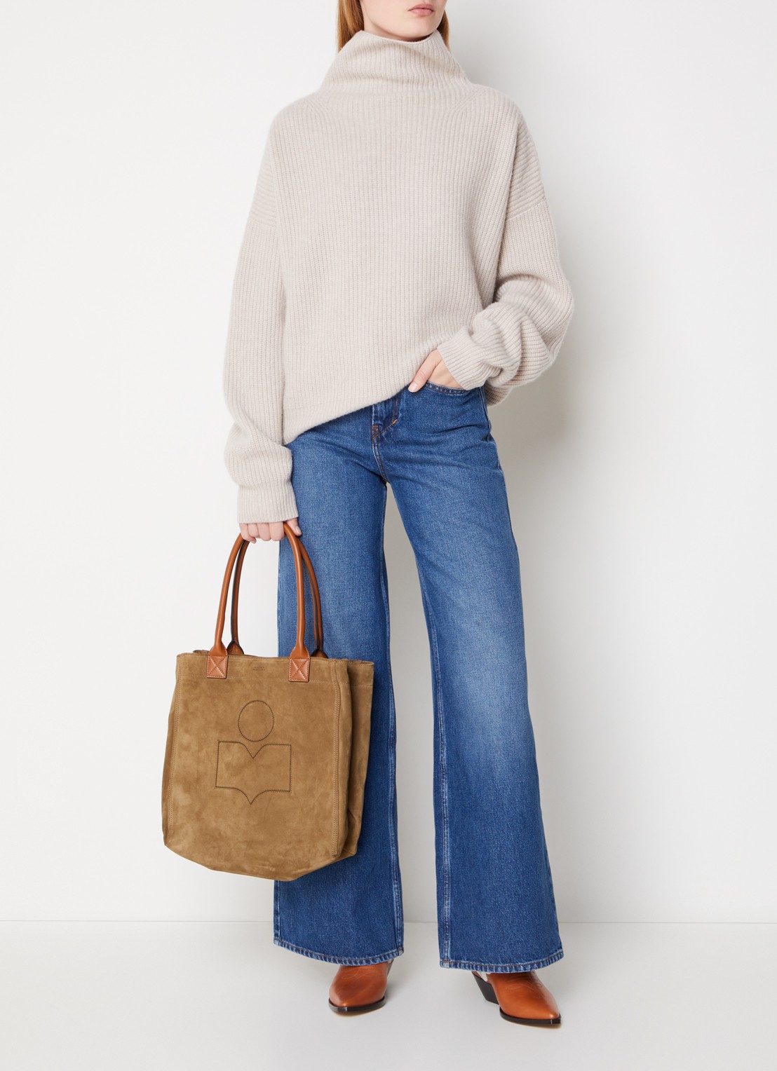 Isabel Marant Lemony high waist wide fit jeans met medium wassing - voorkant 5 indigo