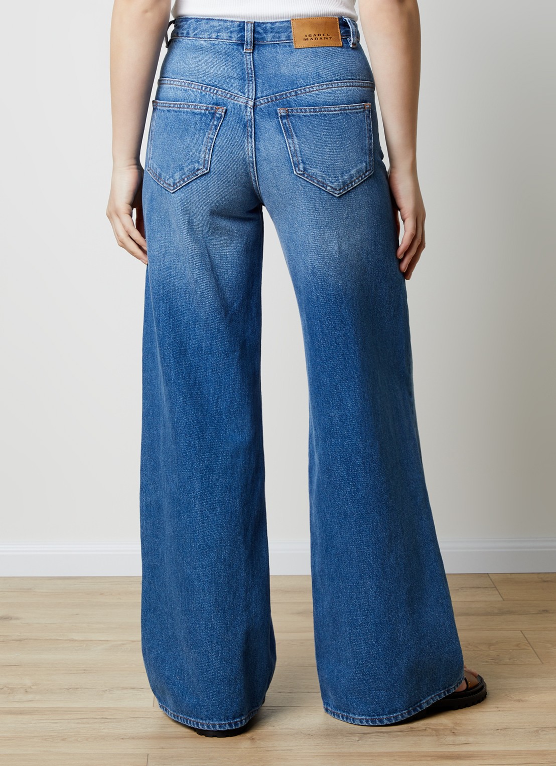 Isabel Marant Lemony high waist wide leg jeans met medium wassing - achterkant 5 indigo
