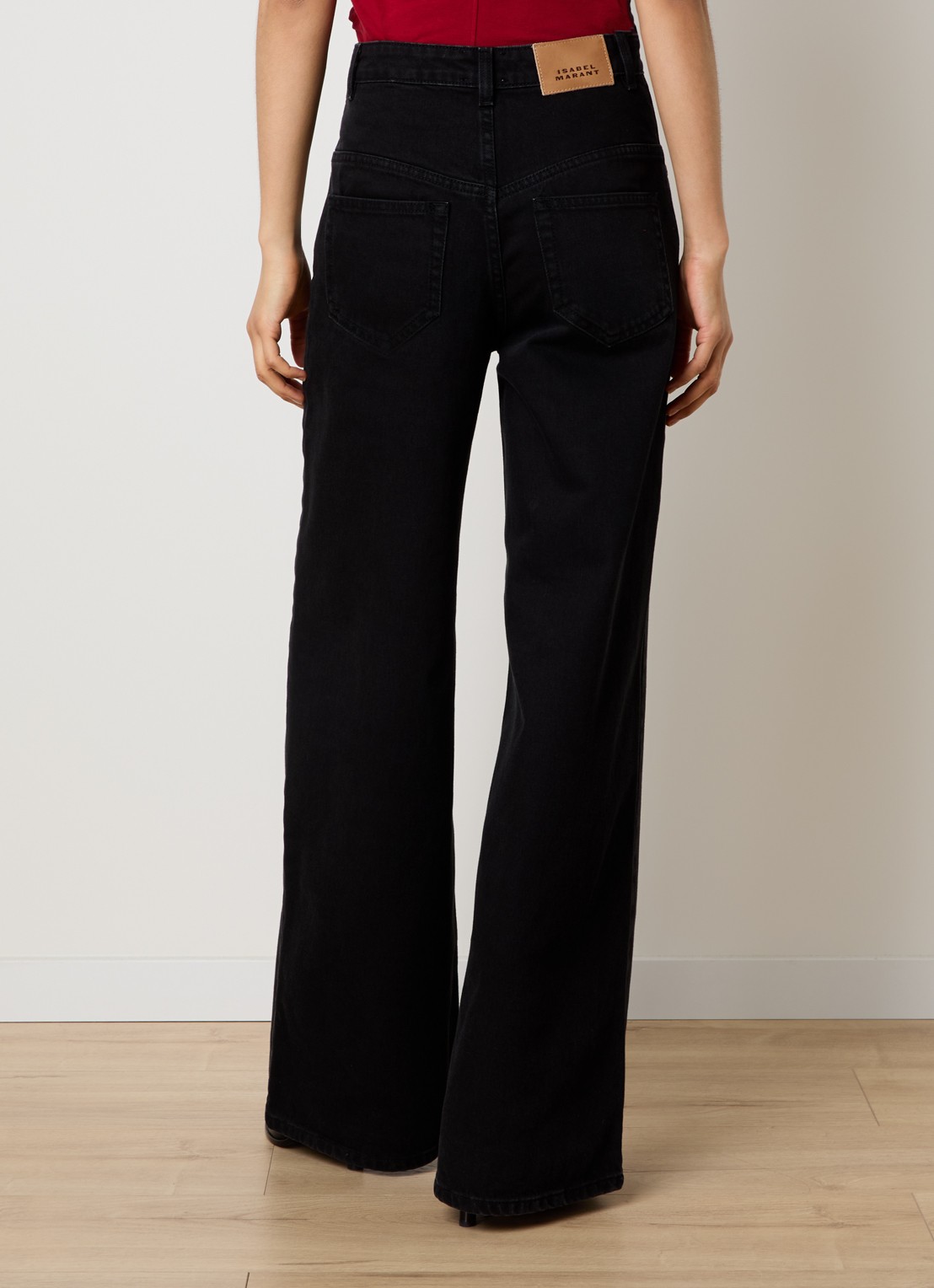 Isabel Marant Lemony high waist wide leg jeans met steekzakken - achterkant zwart
