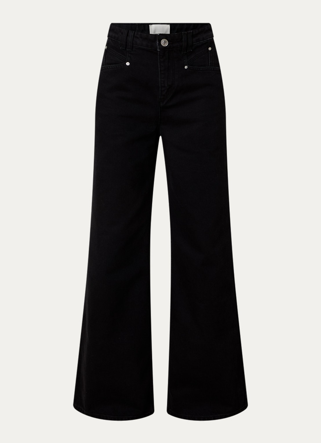 Isabel Marant Lemony high waist wide leg jeans met steekzakken - voorkant 5 zwart