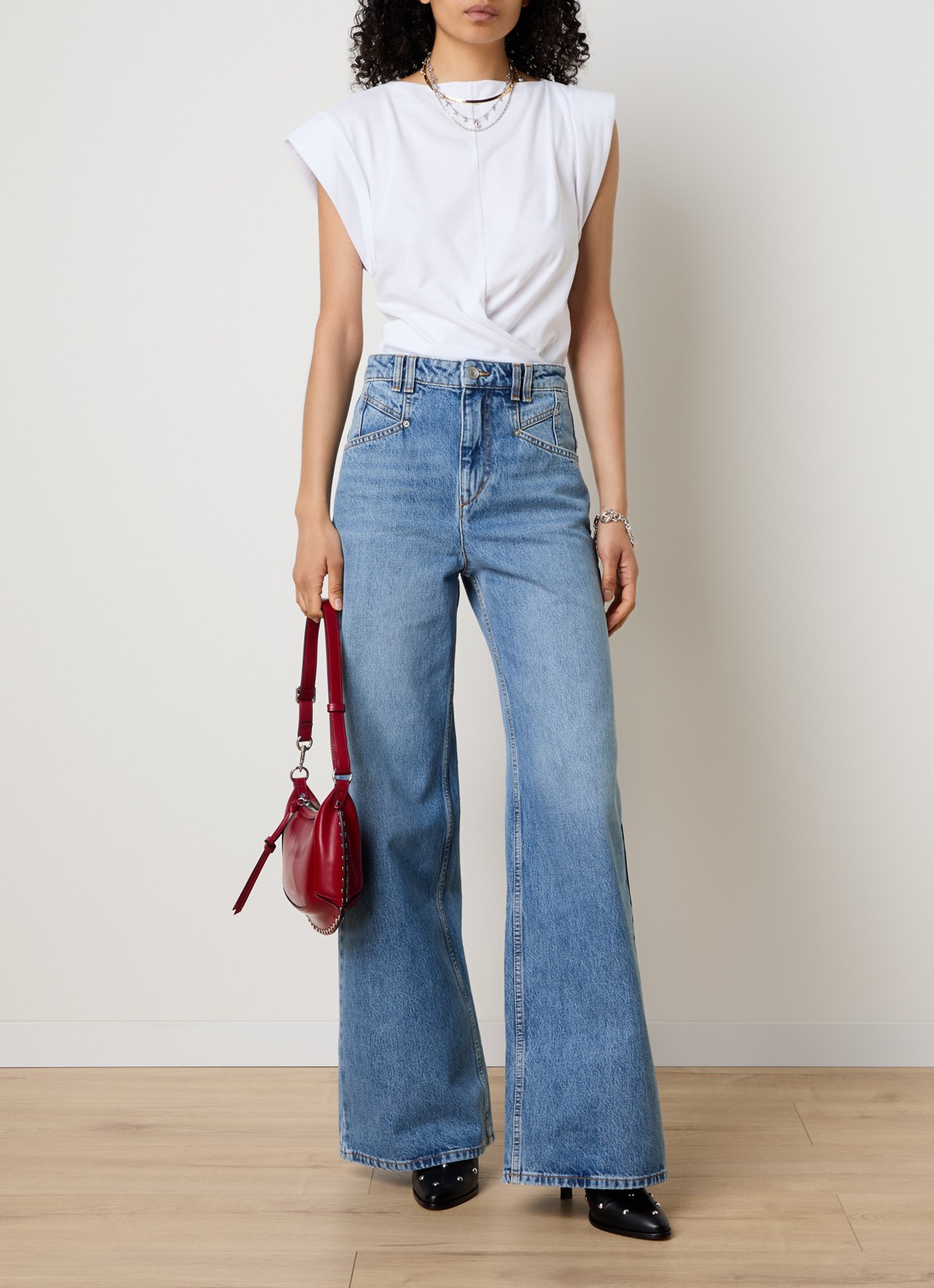 Isabel Marant Lemony high waist wide leg jeans met steekzakken - voorkant 6 indigo
