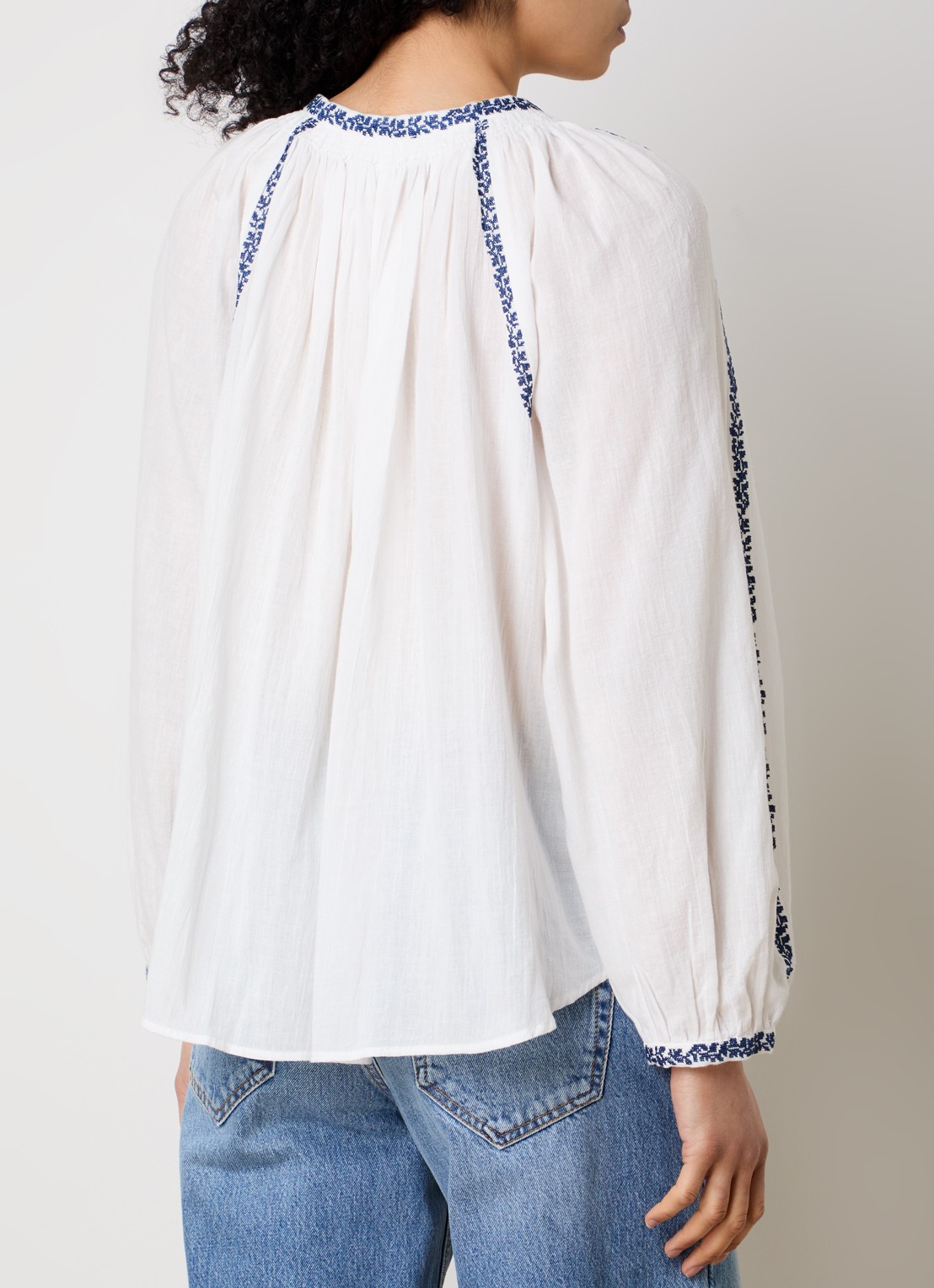 Isabel Marant Lena tuniek met V-hals en borduring - achterkant 5 gebroken wit